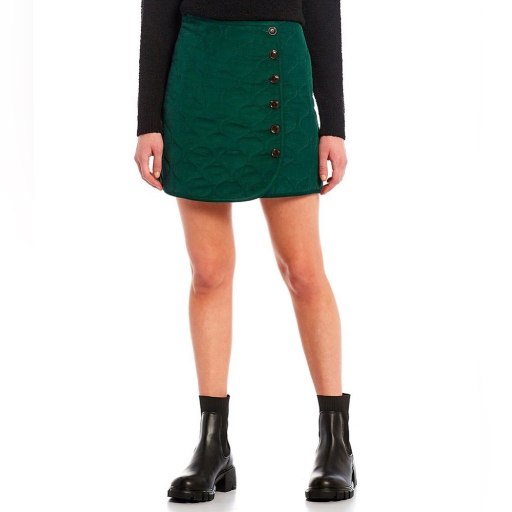 Copper Key Hunter Green Quilted Mini Skirt